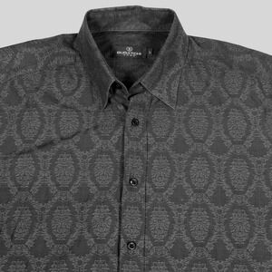 Bugatchi Uomo Men's Black Damask Pattern Long Sleeve Button Up Shirt